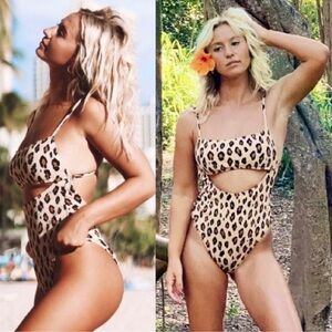 Billabong Wild Ways One Piece Animal Print Swimsuit Sz S